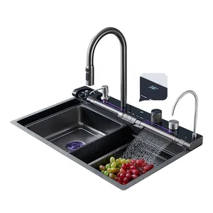 Hitam multifungsi persegi panjang digital stainless steel ide kecil listrik buatan tangan mixer set 75x46 304 untuk wastafel dapur