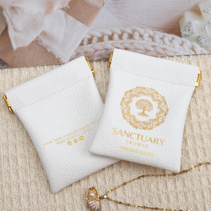 Tas lembar besi kulit Pu promosi kualitas tinggi kustom cincin cetak emas anting kalung penyimpanan perhiasan kantong kulit Pu - Product Image 3