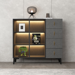 Jingshun hiện đại Tủ rượu thép không gỉ cửa kính có thể điều chỉnh kệ cho phòng khách khách sạn tùy chỉnh Lưu trữ tủ trưng bày - Product Image 5