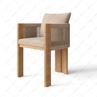 Ensemble de salle à manger de luxe FERLY en teck durable pour 8 personnes avec table, fauteuils, mobilier d'extérieur toutes saisons, coussins à séchage rapide