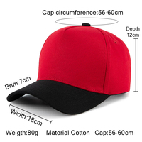 Casquette de baseball vierge sportive d'extérieur à 5 panneaux en coton bicolore avec logo brodé personnalisable – Vente en gros