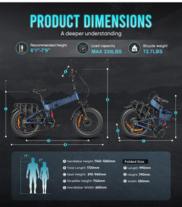 <span class=keywords><strong>Vélo</strong></span> <span class=keywords><strong>Électrique</strong></span> <span class=keywords><strong>Pliant</strong></span> 20 Pouces, 250 W, Pneus Larges, 7 Vitesses, pour Homme et <span class=keywords><strong>Femme</strong></span> - Product Image 6