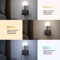 Adaptateur de prise européenne avec 3 prises AC, 3 ports USB A, 1 port USB Type C, lampe de table à intensité variable avec interrupteur