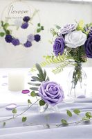 Fleurs artificielles de style européen Floroom, 25 pièces, roses en mousse aux couleurs violettes ombrées réalistes, tiges pour bouquets de mariage DIY