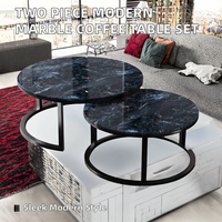 Table basse en marbre à deux pièces, très vendue, moderne, ronde, pour salon, avec pieds en métal, table de bureau