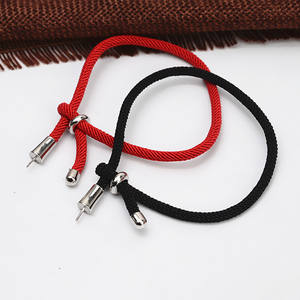 S925 Silver <b>Black</b> <b>Rope</b> Red <b>Rope</b> Bracelet Women's Simple DIY Hand Accessories Semi Finished Pearl Jewelry Stand Included - Product Image 1