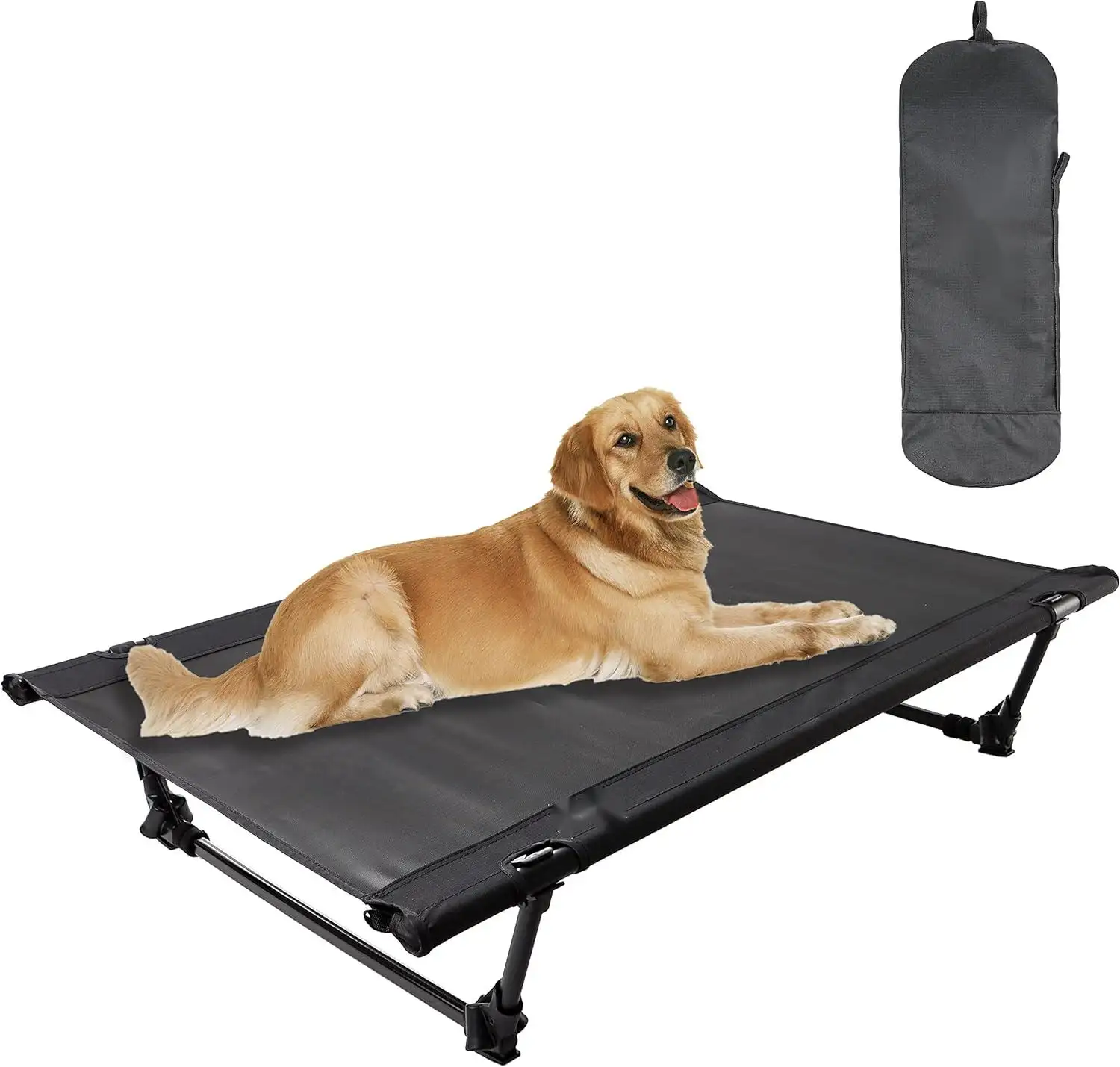 Sistem pengunci tuas pengangkat portabel dapat dilipat, tempat tidur anjing ditinggikan lipat untuk berkemah