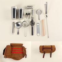 Ensemble d'accessoires de barman professionnel de 23 pièces, outils de bar mobiles, kit de barman de voyage avec sac de transport