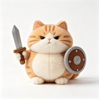 Peluche Animale Guerrier Mignonne avec Épée et Bouclier, Chat Shiba, Ours, Lapin, Grenouille, Canard, Poupée en Peluche Douce pour Enfants, Cadeau