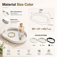 Plateau de vanité décoratif miroir avec bordure métallique surélevée pour l'affichage de parfums, cosmétiques, bijoux et la décoration intérieure – Vente en gros