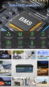 12V 12.8V 200Ah 2560Wh 3000サイクル LiFePO4 ディープサイクルバッテリーパック FT12200 -20～60℃ ソーラーエネルギー＆RVキャンプ用 - Product Image 6