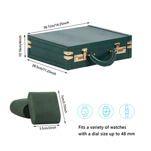 Scatola di imballaggio per orologio in alluminio con 10 slot a griglia verde marina - Product Image 3