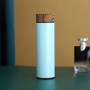 Business Custom Reusable Wood Grain Vacuum Insulated Thermal Drink Stainless Steel Tea Water <b>Bottles</b> Flask With Lid Infuser - Product Image 4