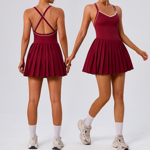 Roregal Dames Performance Quick-Dry Tenniskleding Jurk met Kruisrugbandjes, Workout Geplooide Rok met Ingebouwde Shorts - Product Image 1