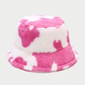 Wholesale New Hot Sale Dairy Cow Fur <b>Hats</b> Warm Soft Outdoor Fisherman Cap Winter Leopard Print Plush Furry Bucket <b>Hat</b> - Product Image 6
