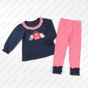 Set su misura di san valentino ragazza smerlato ricamo cane per bambini vestiti Design personalizzato per i vestiti dei bambini - Product Image 5