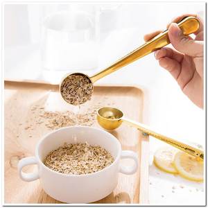 Cuchara medidora de café multifunción dorada de acero inoxidable, gran café perfecto, té, proteína, bebida instantánea, bolsa, Clip, cuchara de café - Product Image 5