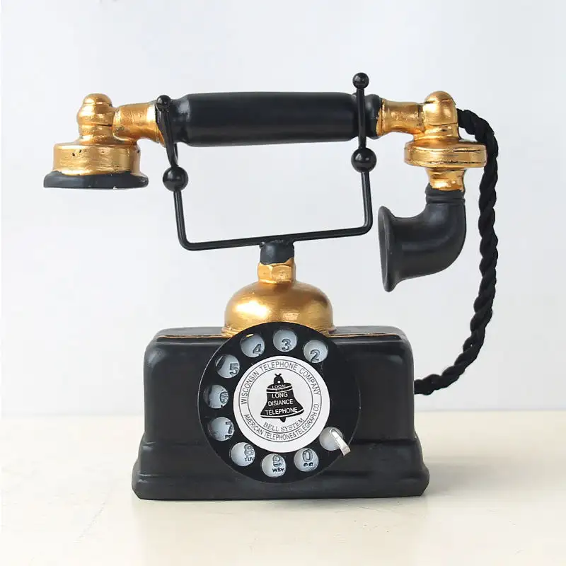 European style retro resin telephone ornaments vintage telephone model home living room desktop decoration craft