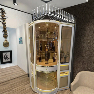 Meuble à <span class=keywords><strong>vin</strong></span> d'angle haut de gamme pour salon, rangement triangulaire en forme d'éventail avec un attrait luxueux - Product Image 4