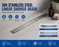 Grille de drain de sol invisible pour salle de bain, en acier inoxydable de qualité supérieure, durable, avec sortie latérale linéaire et bord à bride, 12, 24, 30, 36 pouces