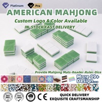 Ensemble de Mahjong américain luxueux avec des plaques en jade à l'éclat de jadéite vert pâle, 160 tuiles, un jeu de société de casino luxueux