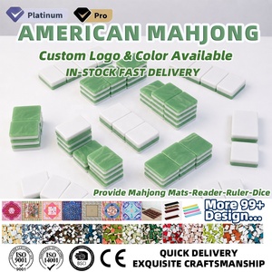 Ensemble de Mahjong américain luxueux avec des plaques en jade à l'éclat de jadéite vert pâle, 160 tuiles, un jeu de société de casino luxueux - Product Image 1