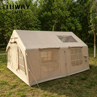 Grande tente de camping familiale gonflable de luxe portable quatre saisons 13,2 m² Tente gonflable portable OEM/ODM