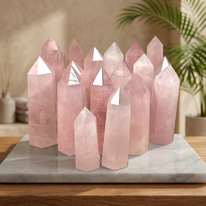 Vente en gros d'obélisques en cristal naturel de quartz rose, pointes de tour, pierres précieuses polies, minéraux, mascotte Feng Shui pour massage - Product Image 3