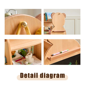 Meubles en bois massif pour tout-petits, étagère à 4 niveaux <span class=keywords><strong>et</strong></span> armoire de <span class=keywords><strong>rangement</strong></span> de jouets avec tableau noir latéral pour salle de jeux <span class=keywords><strong>et</strong></span> chambre à coucher - Product Image 5