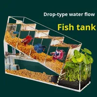 Aquarium Moderne Créatif pour Poissons Betta, en Acrylique, de Bureau, 150 ml, Multi-Compartiments, Zone d'Isolation, Filtre Auto-Circulant, Écologique, Sans…