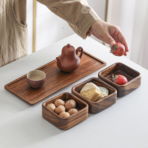 Walnut Wood Dried Fruit Box Solid Wood Snack Plate Stackable Nut Dish Chinese Tea <b>Tray</b> <b>Small</b> Serving <b>Tray</b> - Product Image 1
