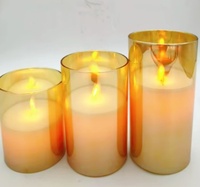 Luxus Champagner Farbe Glas Jar Moving Wick Flackernde flammen lose LED-Kerze