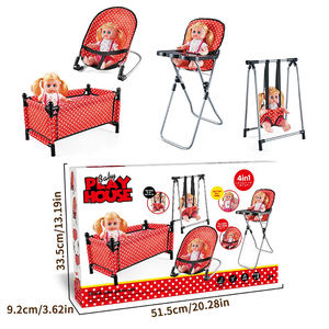 MILI Ensemble de jeu de rôle 4 en 1 avec chariots en plastique, balançoires, chaises de salle à manger, chaises à bascule et poupée Ic de 14 pouces - Product Image 4
