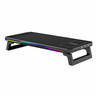 Soporte Multifuncional para Monitor de Escritorio con Puerto USB y Cargador Inalámbrico para Teléfono, RGB, para Computadora Portátil Pequeña