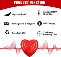 Boîtier vocal enregistrable en forme de cœur avec bouton poussoir, module sonore, technologie de puce vocale OTP, durée 30S pour jouet en peluche DIY
