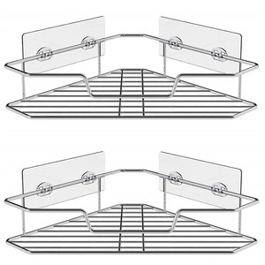 Estante Esquinero Adhesivo para Ducha Hongdec, Cesta de Acero Inoxidable Moderna y Duradera de un Solo Nivel, Tamaño Personalizado, Sin Perforaciones, para Montar en la Pared - Product Image 3
