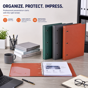 <span class=keywords><strong>Classeur</strong></span> A4 à 3 anneaux en plastique PP durable avec pochette intérieure, grande capacité, personnalisable pour le bureau, l'école et les affaires - Product Image 4