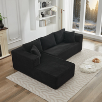 Canapé modulaire sectionnel en velours côtelé en forme de L, sans structure, compressé, gain de place, en tissu, livraison gratuite, vente en gros usine