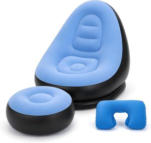 Customized <b>Inflatable</b> Air <b>Sofa</b> Portable Lounger Air <b>Sofa</b> Chair Single Outdoor Lazy Air <b>Sofa</b> Bed with Footstool - Product Image 1