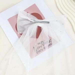 <span class=keywords><strong>Tschick</strong></span> Vente en gros de magnifiques voiles à nœud papillon, accessoires pour cheveux pour femmes, voile de mariée en perles, nœud papillon - Product Image 4