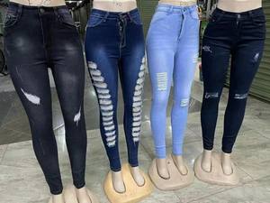 <span class=keywords><strong>Jeans</strong></span> Cargo a <span class=keywords><strong>Vita</strong></span> Alta Elasticizzati da <span class=keywords><strong>Donna</strong></span> con Buchi al Ginocchio, Stile Estivo, Vendita all'Ingrosso - Product Image 6