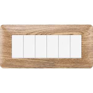 Plaque d'interrupteur mural Gloca 6 postes en plastique imitation bois, 2 pièces, installation facile - Product Image 4