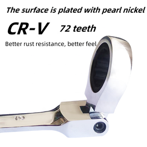 Llave de trinquete de doble propósito de cabeza ajustable métrica directa de fábrica Llave de herramienta de reparación de automóviles - Product Image 3