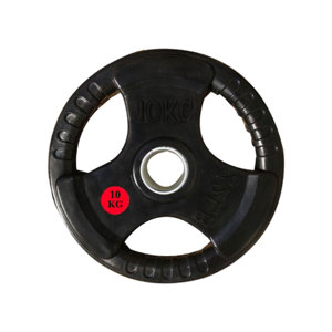 Disques de protection en caoutchouc noir professionnels à 3 trous pour l'haltérophilie et la musculation - Product Image 1