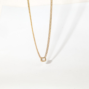 Collar de Cadena con Diamantes Naturales en Oro Amarillo de 18K, Diamante Solitario Cultivado en Laboratorio con Corte Esmeralda, Joyería Fina Elegante para Bodas - Product Image 3