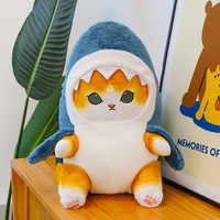 Jouets en peluche amusants et créatifs en forme de requin et de chat, anti-stress, bleus, pour cadeaux, vente en gros