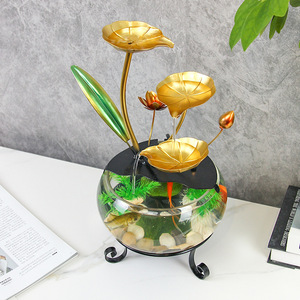 ตู้ปลาแก้วทรงกลมแบบมินิมอลพร้อมระบบน้ำไหลตกแต่งบ้านและสำนักงาน - Product Image 4