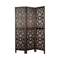 Paravent en bois brun exquis à 3 panneaux, paravent rétro, design rétro pour la décoration de la maison, paravent tendance