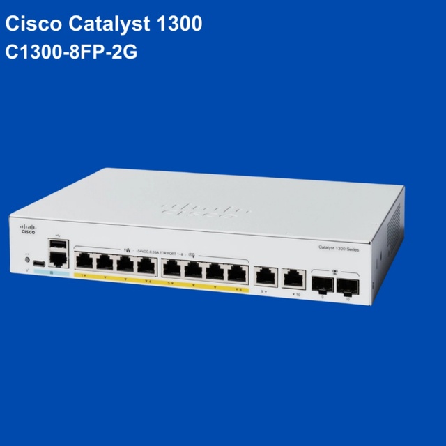 For C1300-8FP-2G C1300 Series PoE Switch 8 Port Smart with QoS and SNMP 10 Gigabit Ethernet Ports 20 Gbps Capacity
