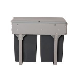 Poubelle à double bac de haute qualité, design moderne, à ouverture par poussée et traction, en plastique, pour installation sous armoire de cuisine - Product Image 1